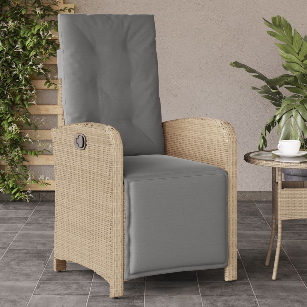 vidaXL Gartensessel mit Fußteil Verstellbar Beigemischung Poly Rattan