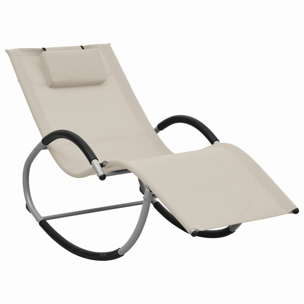 vidaXL Sonnenliege mit Kissen Creme Textilene