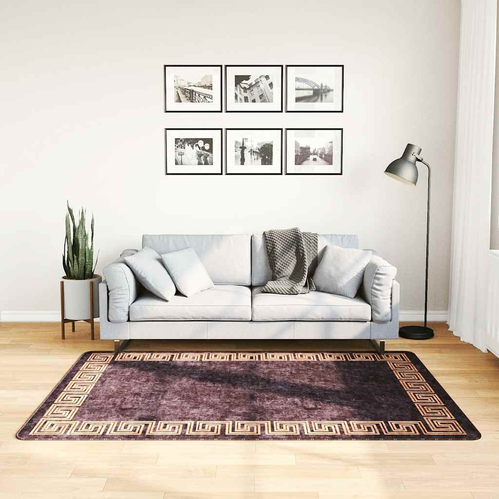 vidaXL Teppich Waschbar 120x180 cm Schwarz und Golden