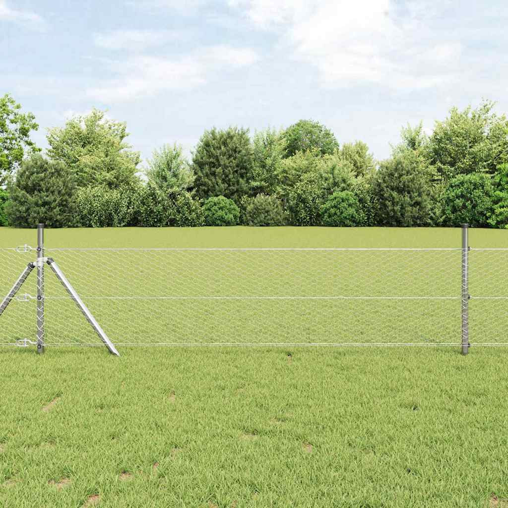 vidaXL Bodenmontierter Sechseckzaun 10 x 0,5 m Verzinkter Stahl Silber