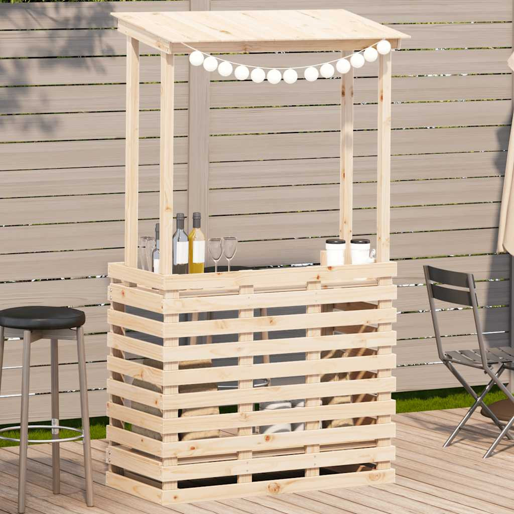 vidaXL Gartenbar mit Dach 112,5x57x195,5 cm Massivholz Kiefer