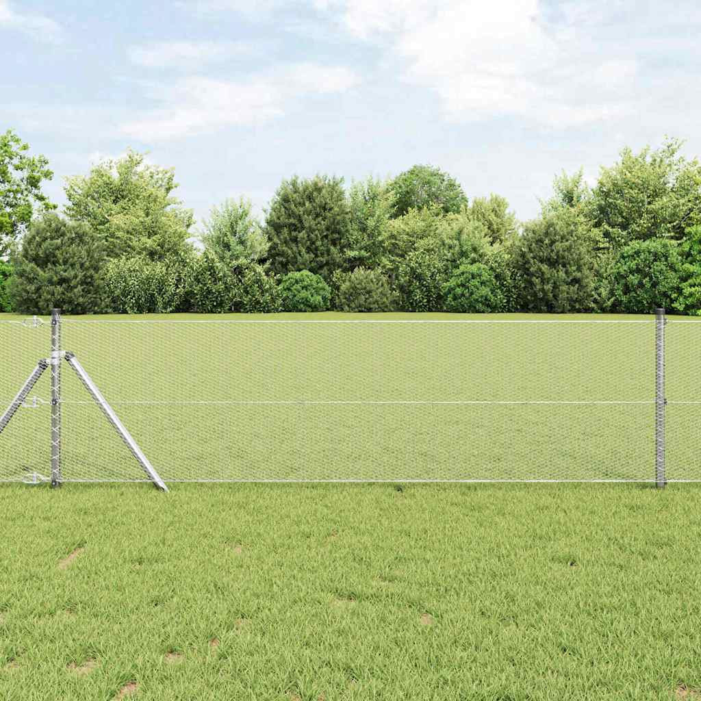 vidaXL Bodenmontierter Sechseckzaun 10 x 0,6 m Verzinkter Stahl Silber