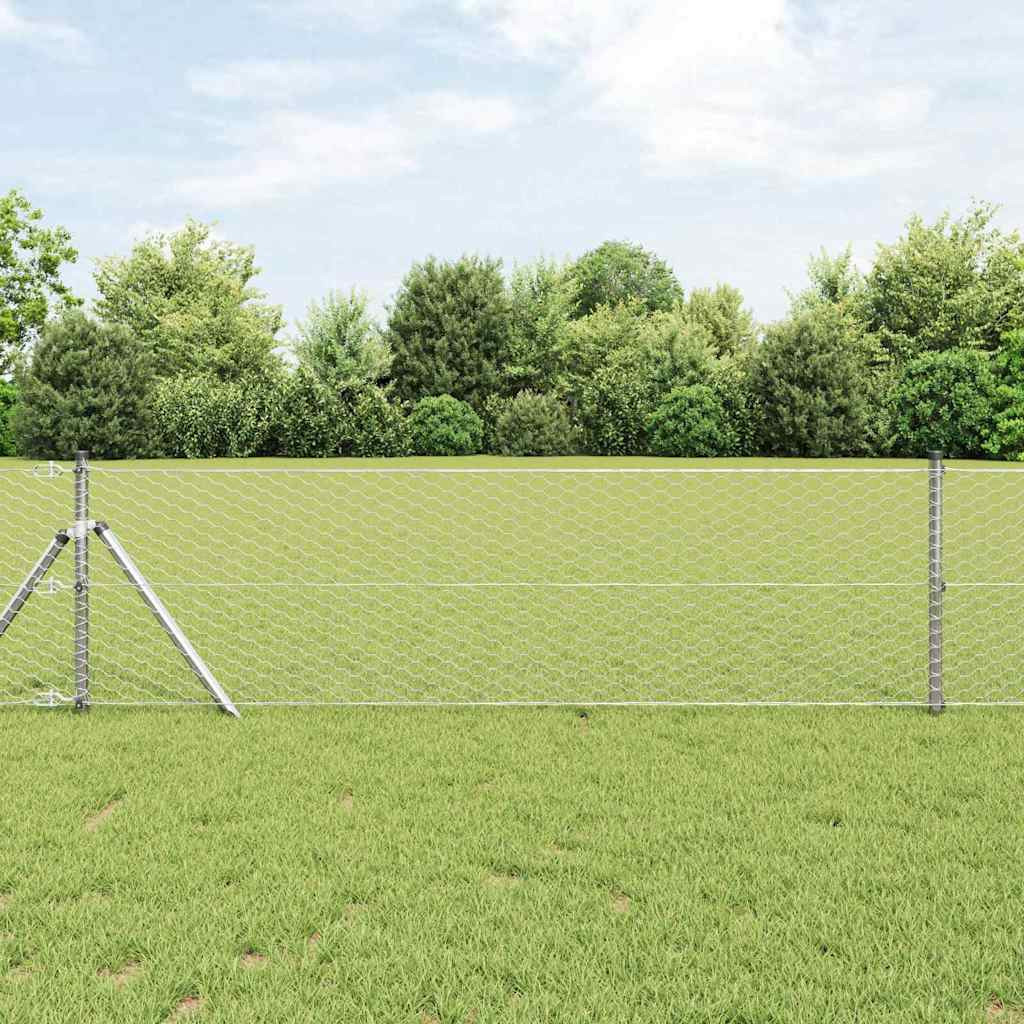 vidaXL Bodenmontierter Sechseckzaun 10 x 0,6 m Verzinkter Stahl Silber
