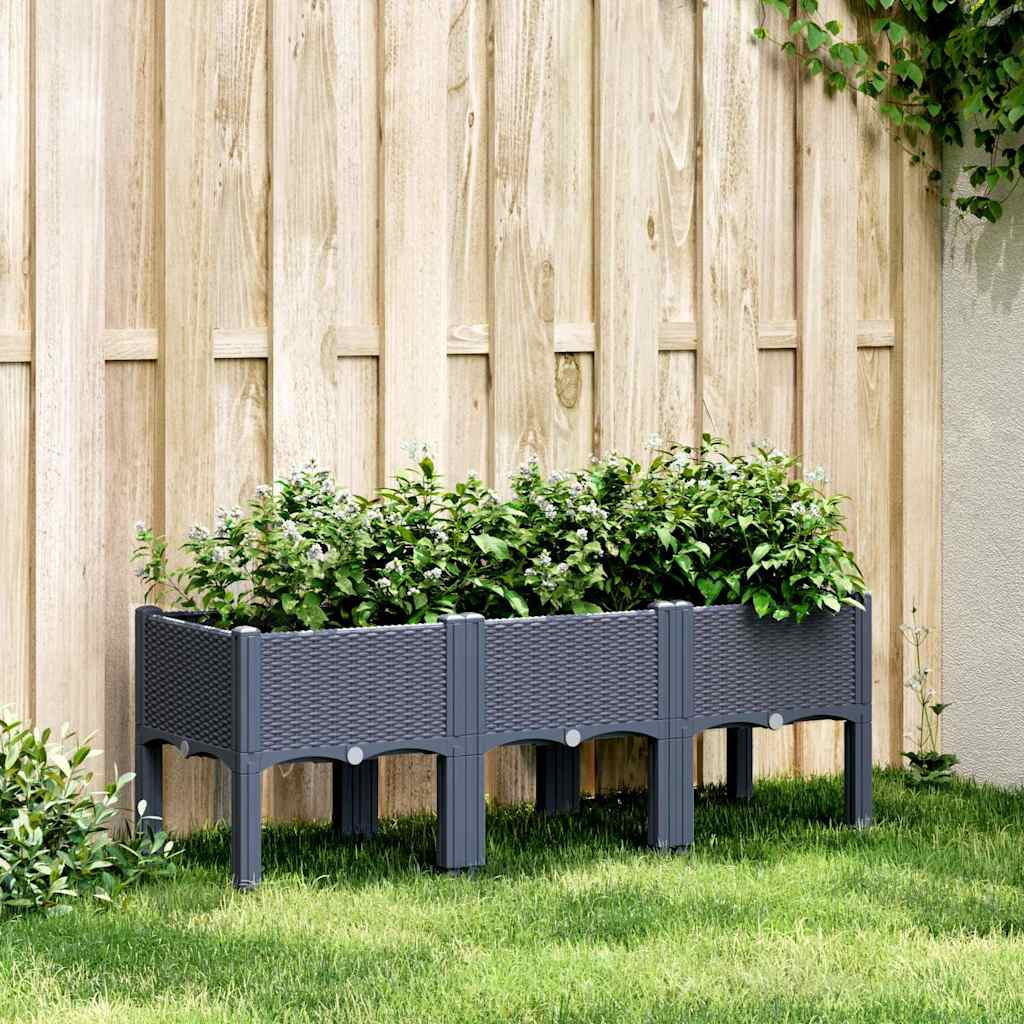 vidaXL Pflanzkasten mit Beinen Blaugrau 120x40x42 cm PP