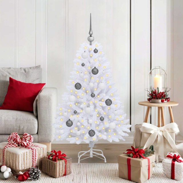 vidaXL Künstlicher Weihnachtsbaum Weiß 68 x 68 x 120 cm PVC und Metall