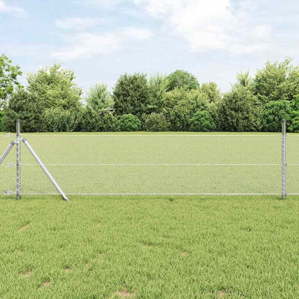 vidaXL Bodenmontierter Sechseckzaun 10 x 0,8 m Verzinkter Stahl Silber