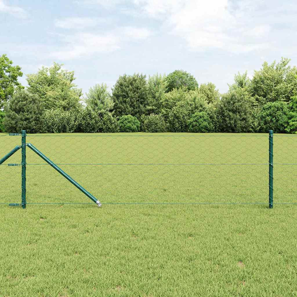 vidaXL Sechseckzaun mit Pfosten 100 x 0,6 m PVC-beschichteter Stahl