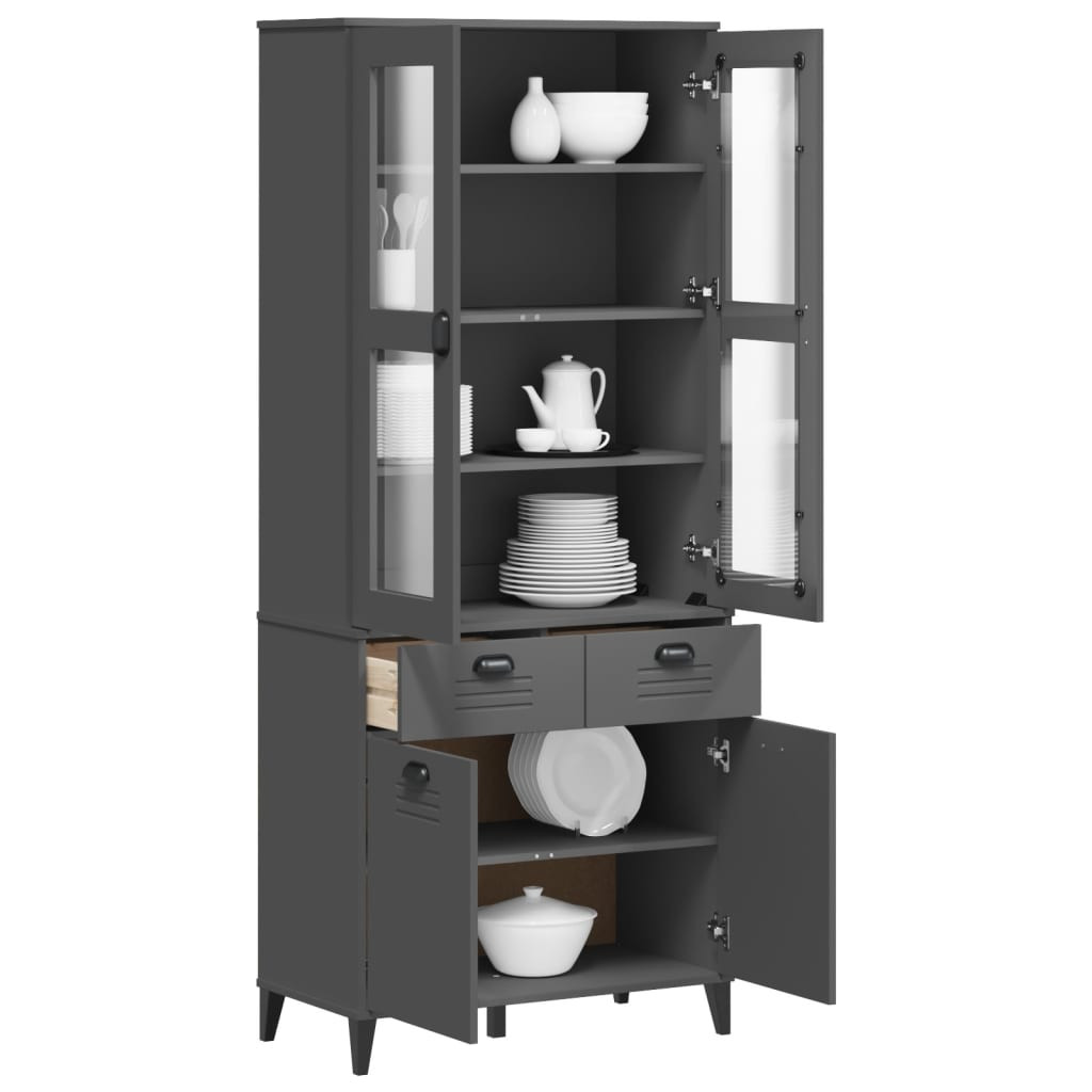 vidaXL Highboard VIKEN Anthrazit 80x40x190 cm Massivholz Kiefer