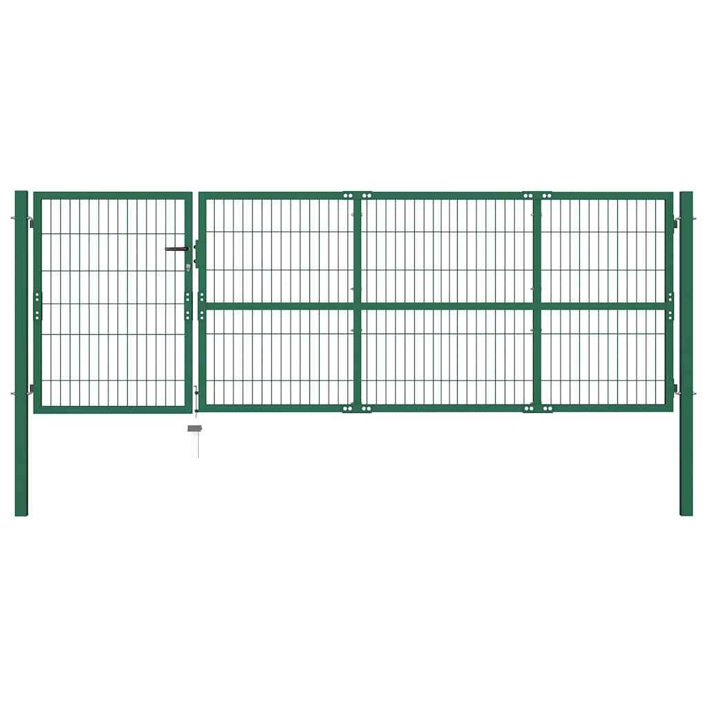 vidaXL Gartentor mit Pfosten 350x100 cm Stahl Grün