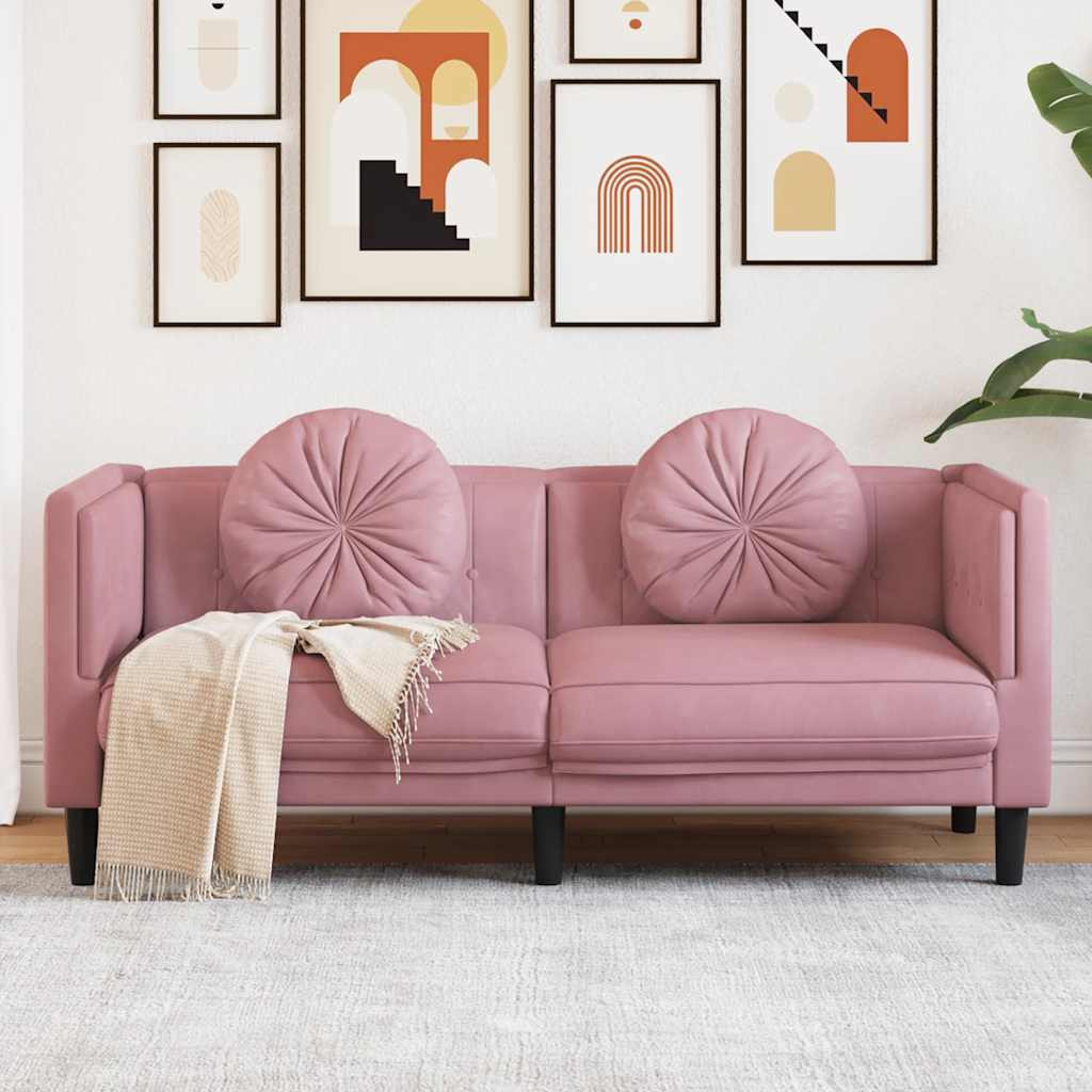 vidaXL Sofa mit Kissen 2-Sitzer Rosa Samt