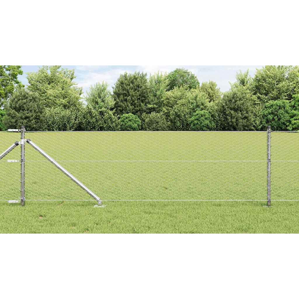 vidaXL Sechseckzaun mit Pfosten 50 x 0,6 m Verzinkter Stahl Silber