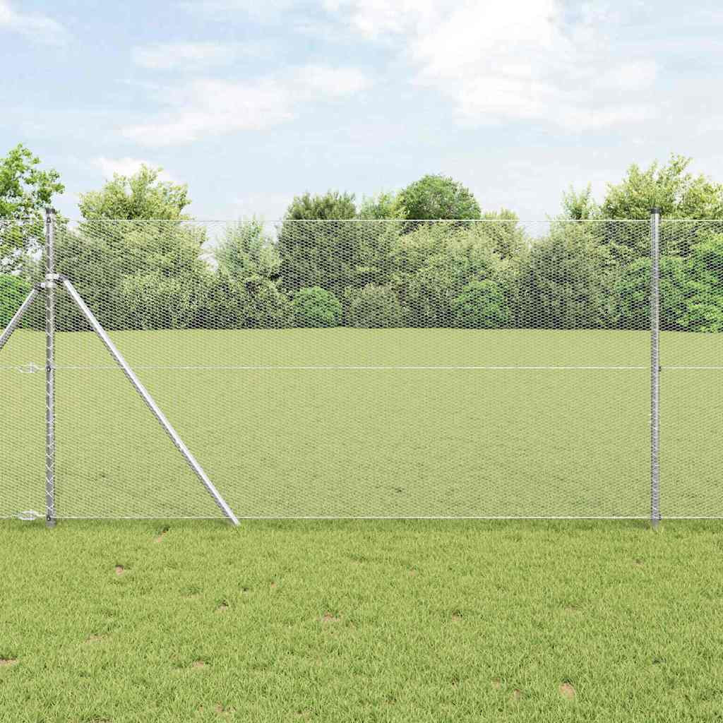 vidaXL Bodenmontierter Sechseckzaun 10 x 1 m Verzinkter Stahl Silber