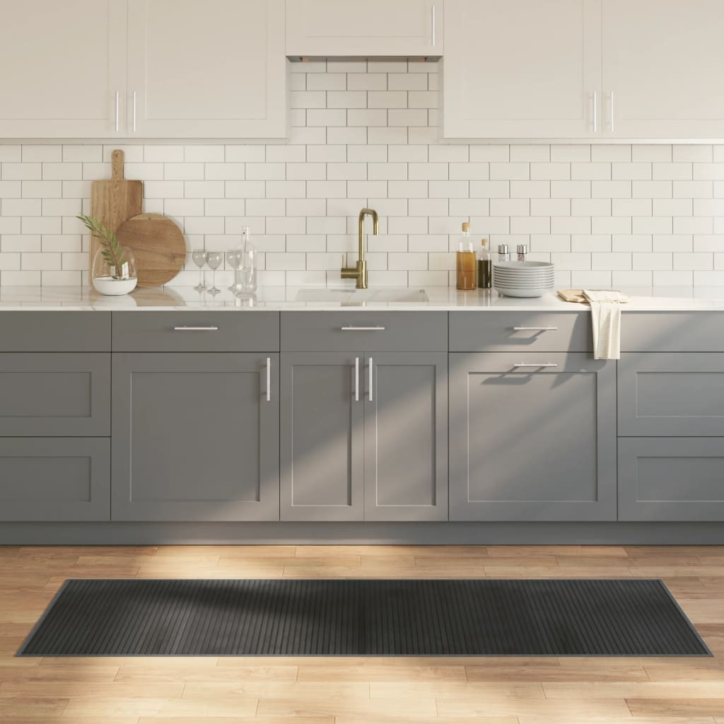 vidaXL Teppich Rechteckig Grau 60x200 cm Bambus
