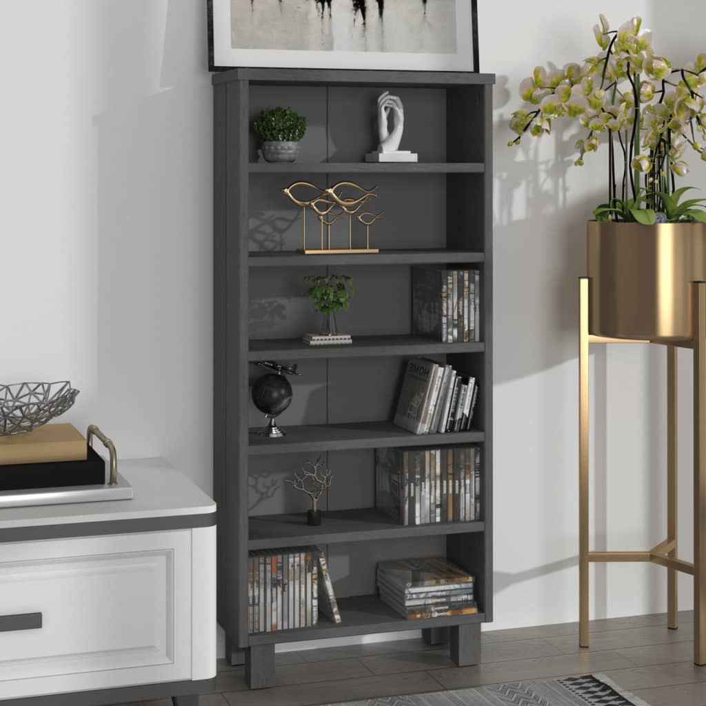 vidaXL CD-Schrank HAMAR Dunkelgrau 45x18x100 cm Massivholz Kiefer