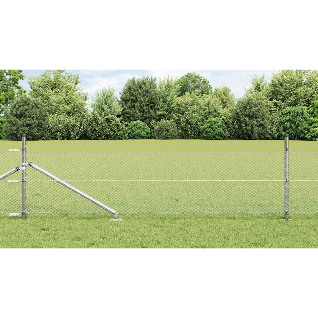 vidaXL Sechseckzaun mit Pfosten 50 x 0,8 m Verzinkter Stahl Silber