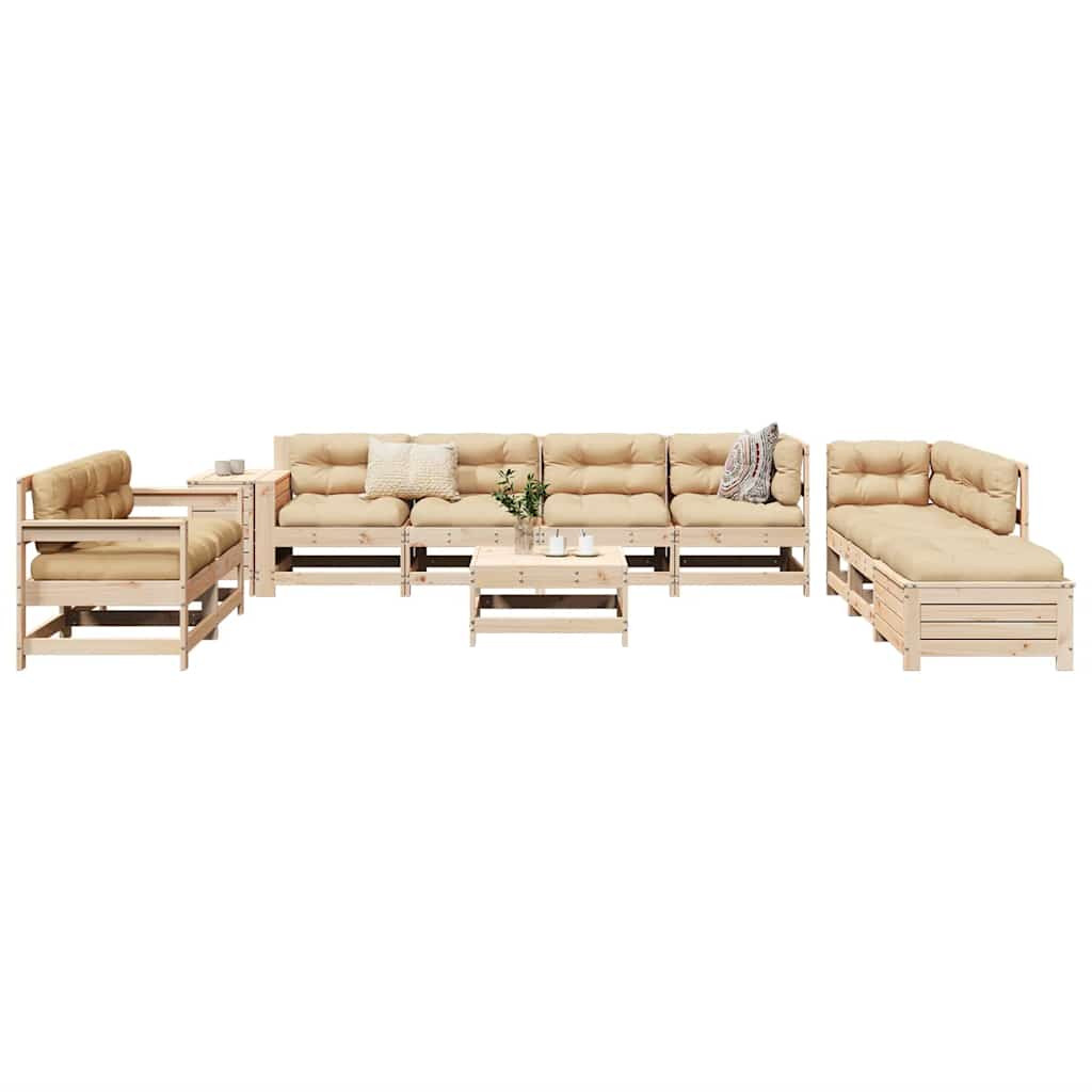 vidaXL 11-tlg. Garten-Sofagarnitur Massivholz Kiefer