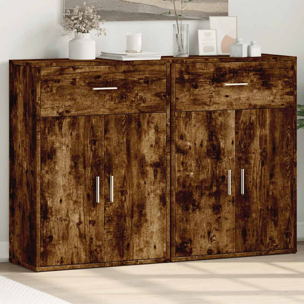 vidaXL Sideboards 2 Stk. Räuchereiche 60x30x84 cm Holzwerkstoff