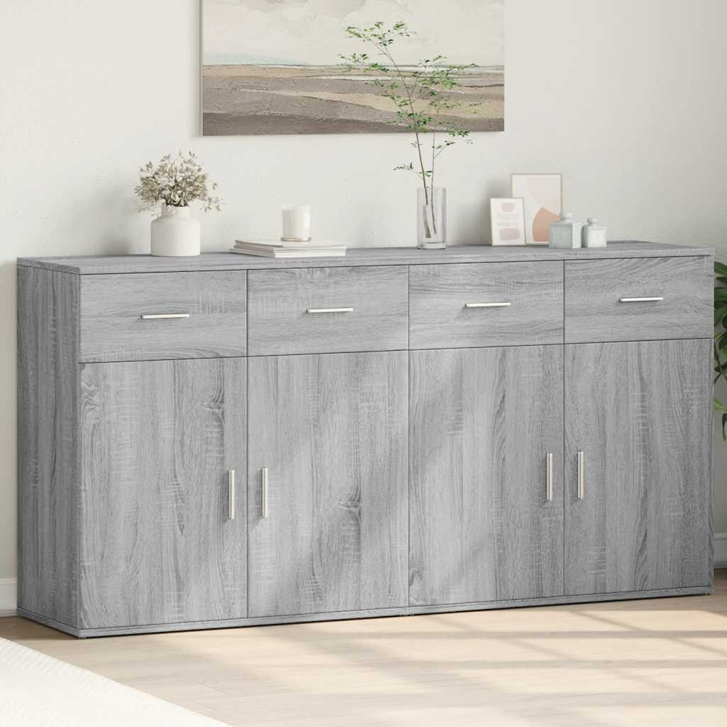 vidaXL Sideboards 2 Stk. Grau Sonoma 79x38x80 cm Holzwerkstoff