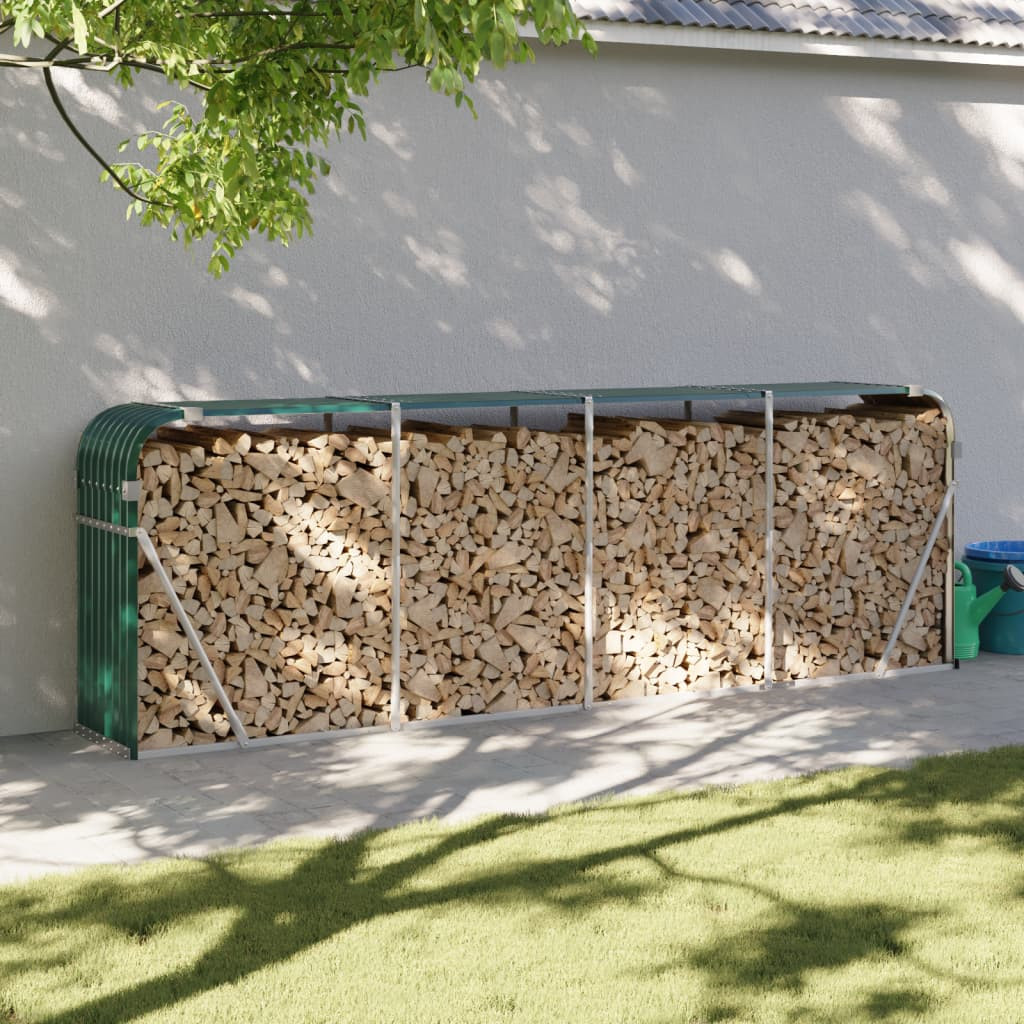 vidaXL Holzkorb Grün 300 x 45 x 100 cm Verzinkter Stahl