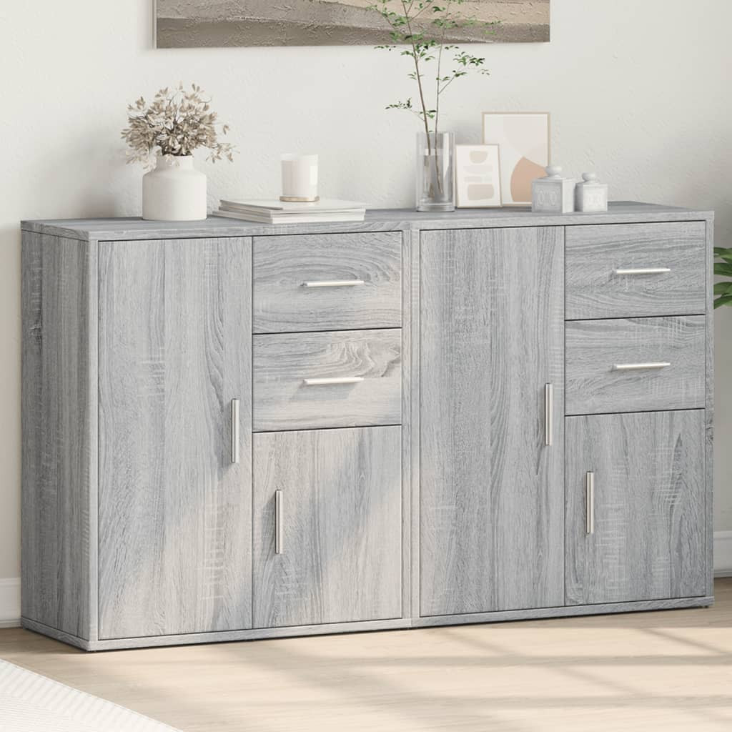 vidaXL Sideboards 2 Stk. Grau Sonoma-Eiche 60x31x70 cm Holzwerkstoff