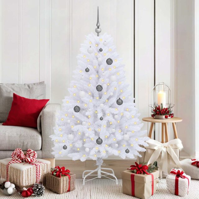 vidaXL Künstlicher Weihnachtsbaum Weiß 80 x 80 x 150 cm PVC und Metall