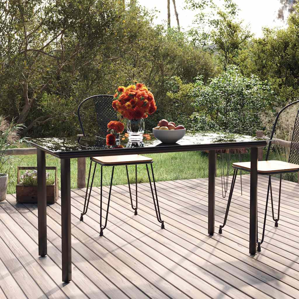 vidaXL Garten-Esstisch Schwarz 200x100x74 cm Stahl und Hartglas