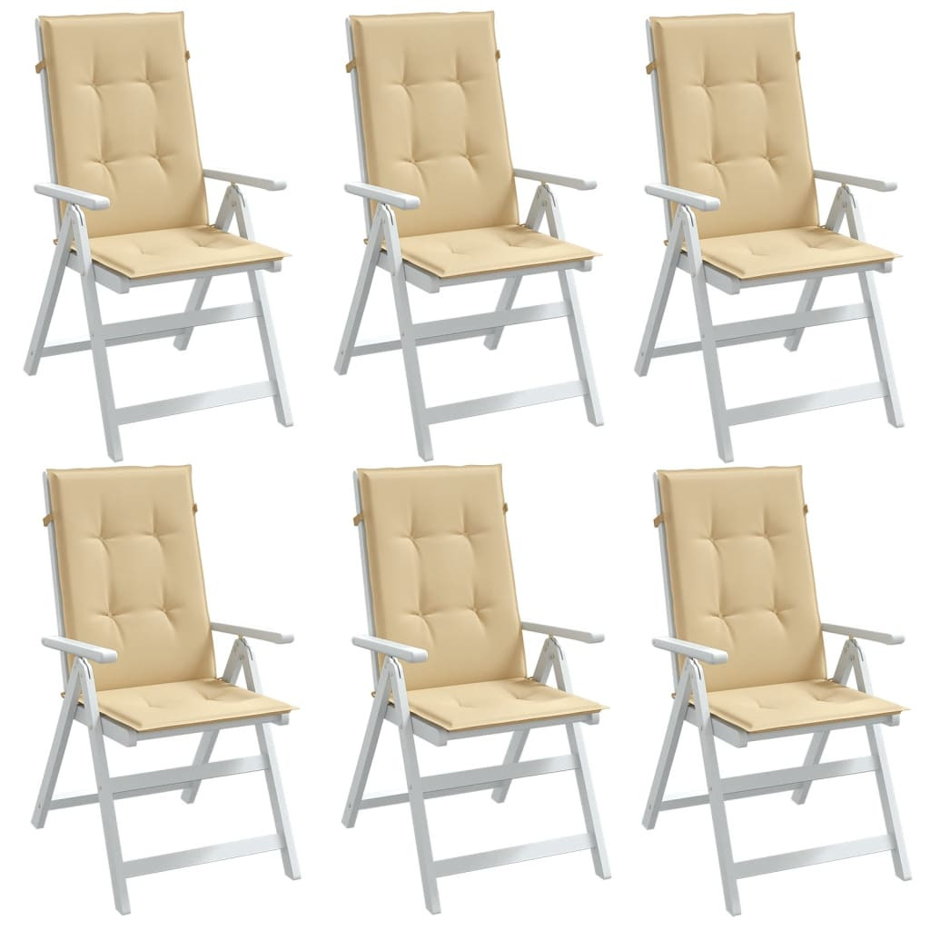vidaXL Hochlehner-Auflagen 6 Stk. Melange Beige 120x50x4 cm Stoff
