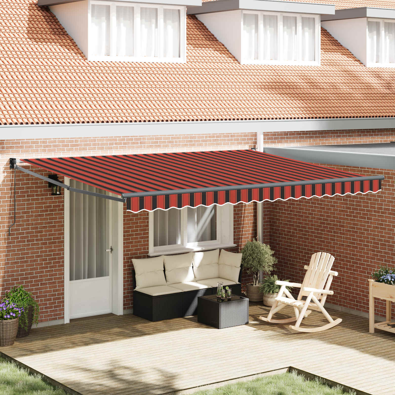 vidaXL Ausziehbare Markise Orange und Braun 450 x 300 x 165 cm
