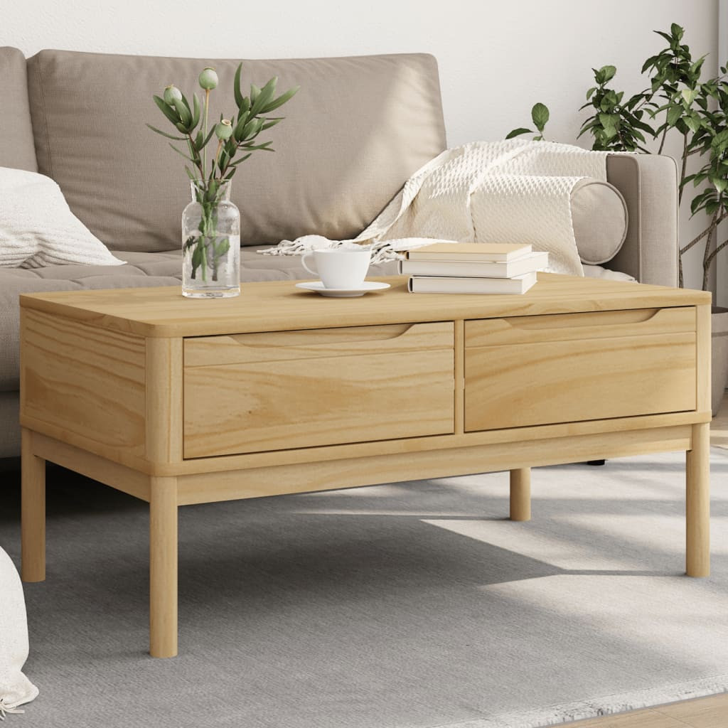vidaXL Couchtisch FLORO Wachsbraun 99x55,5x45 cm Massivholz Kiefer