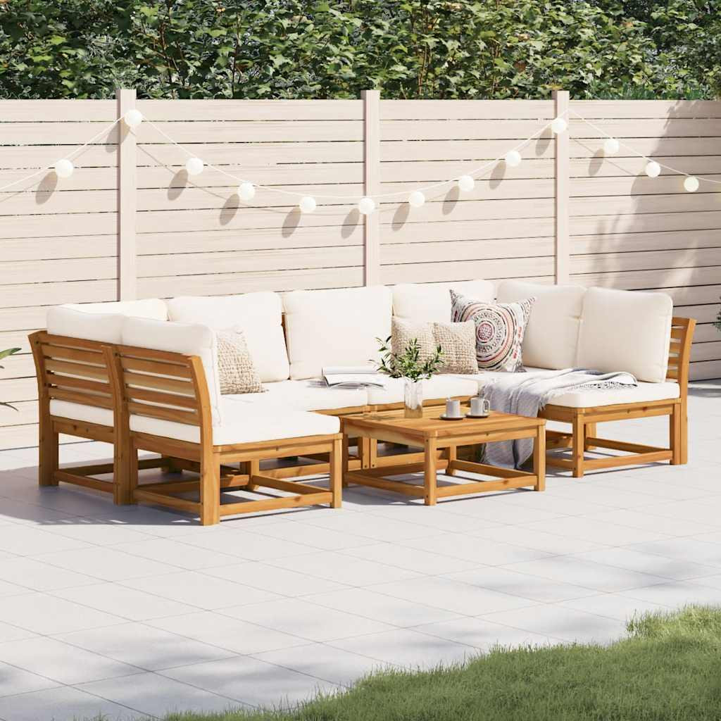 vidaXL 7-tlg. Garten-Lounge-Set mit Kissen Massivholz Akazie
