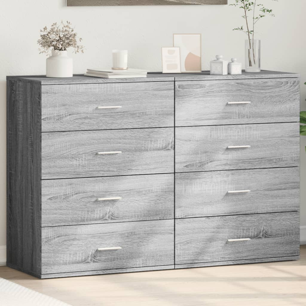vidaXL Sideboards 2 Stk. Grau Sonoma 60x39x80 cm Holzwerkstoff
