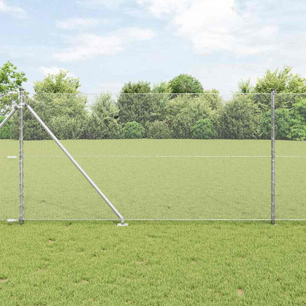 vidaXL Sechseckzaun mit Pfosten 50 x 1,4 m Verzinkter Stahl Silber