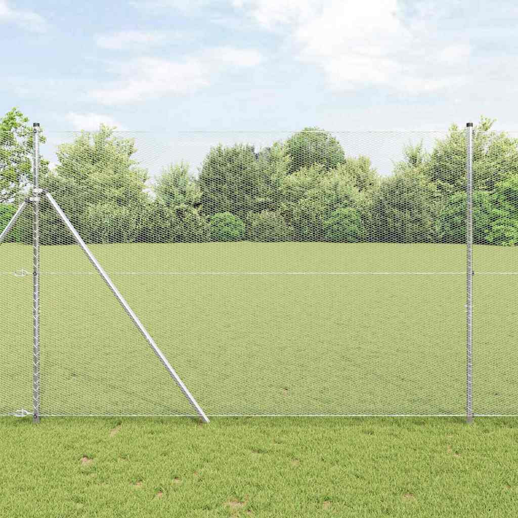 vidaXL Bodenmontierter Sechseckzaun 10 x 1,6 m Verzinkter Stahl Silber