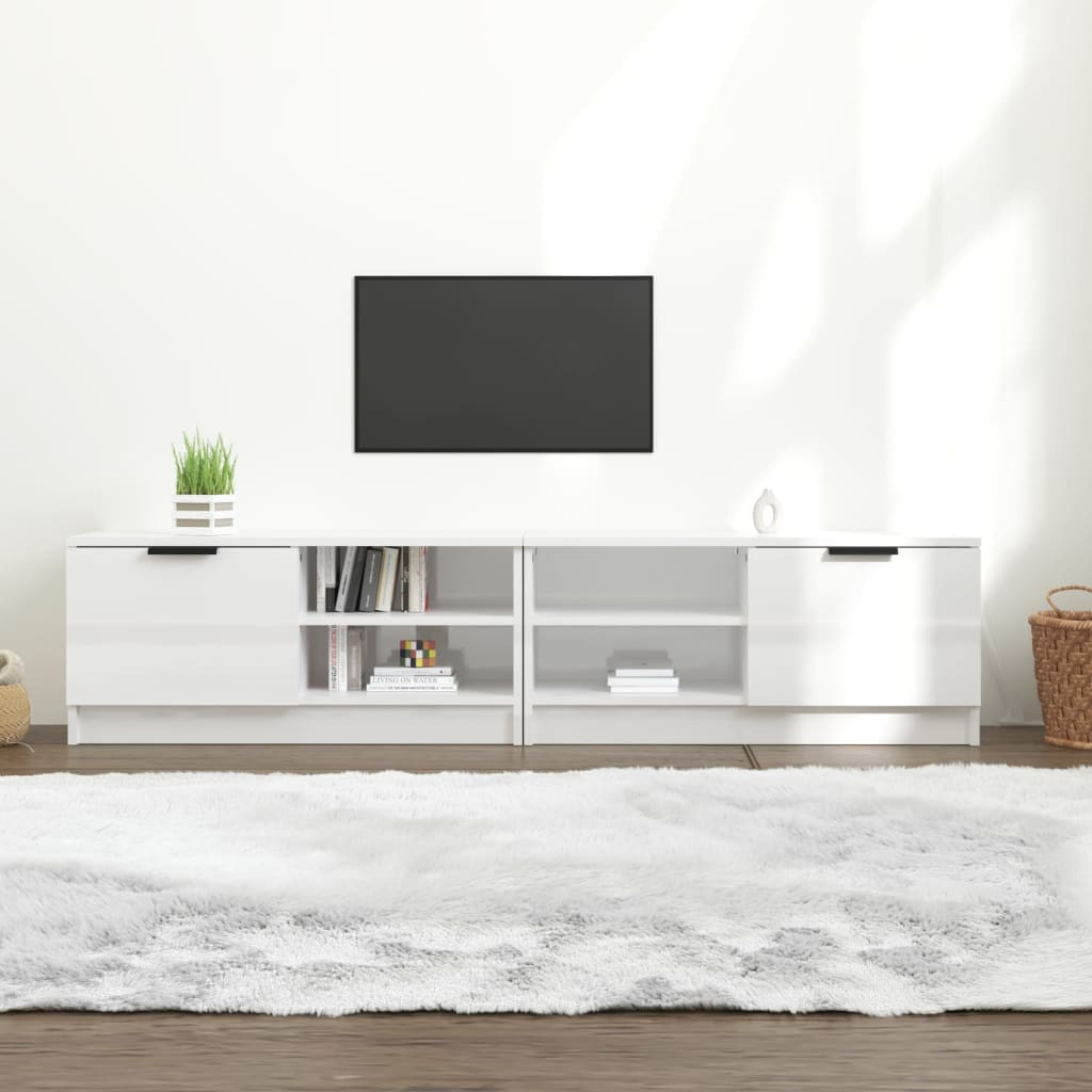 vidaXL TV-Schränke 2 Stk. Hochglanz-Weiß 80x35x36,5 cm Holzwerkstoff