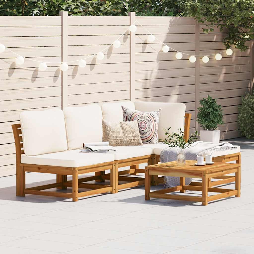 vidaXL 5-tlg. Garten-Lounge-Set mit Kissen Massivholz Akazie