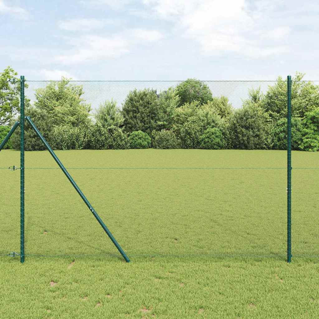 vidaXL Bodenmontierter Sechseckzaun 25 x 1,5 m PVC-beschichteter Stahl