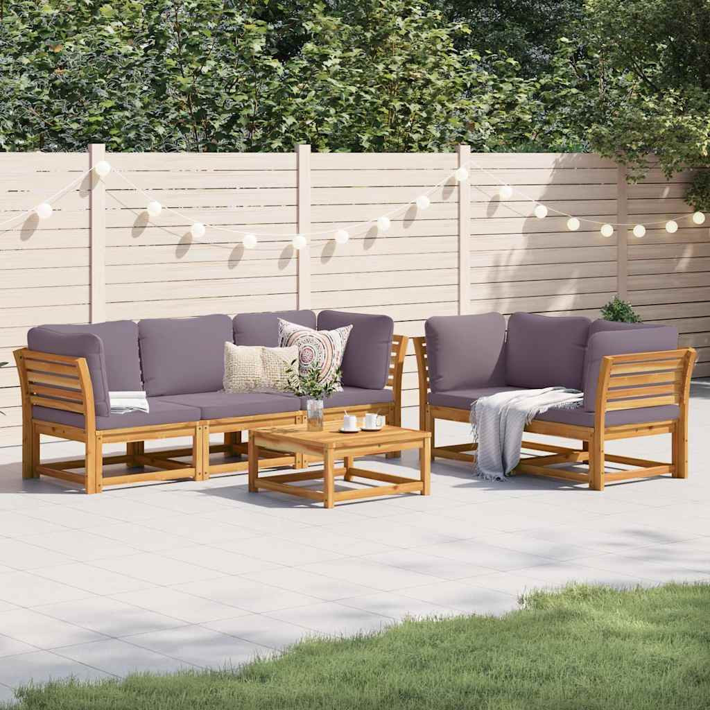 vidaXL 6-tlg. Garten-Lounge-Set mit Kissen Massivholz Akazie