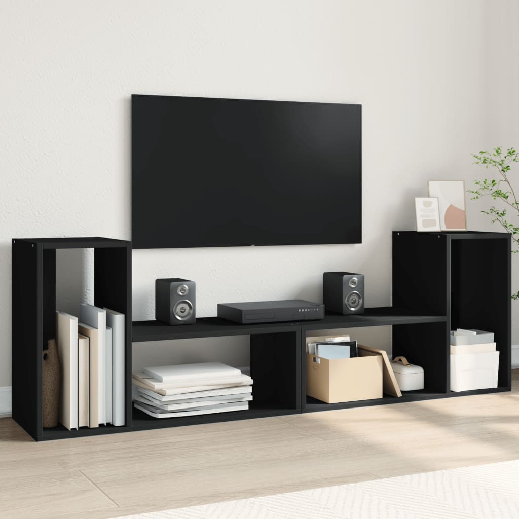 vidaXL TV-Schränke 2 Stk. Schwarz 75x30x50 cm Holzwerkstoff