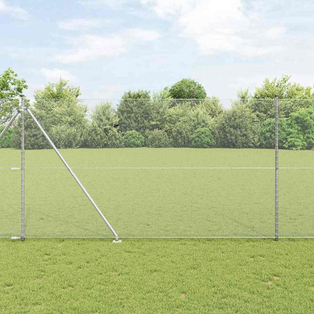 vidaXL Sechseckzaun mit Pfosten 50 x 1,5 m Verzinkter Stahl Silber