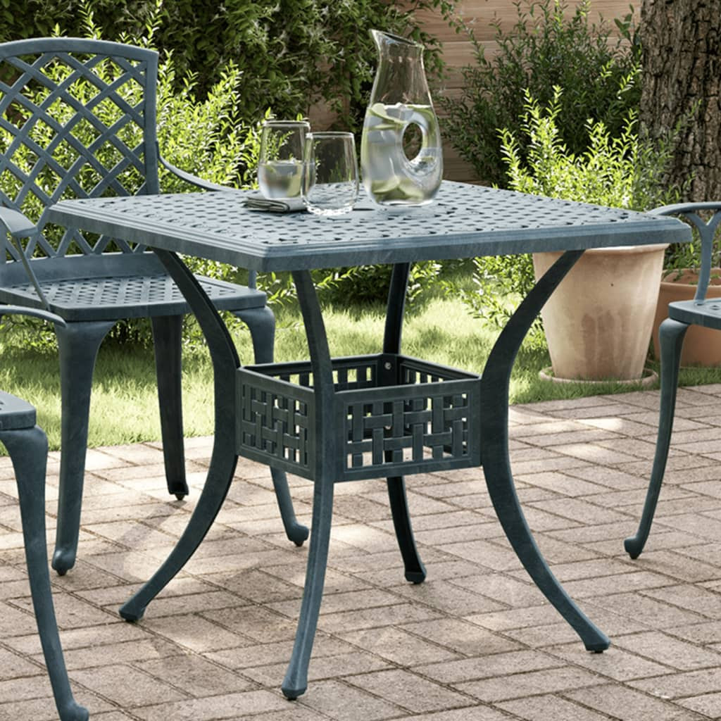 vidaXL Gartentisch Grün 80x80x75 cm Aluminiumguss