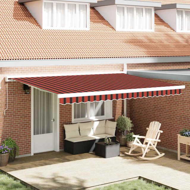 vidaXL Ausziehbare Markise Rot und Schwarz 450 x 300 cm