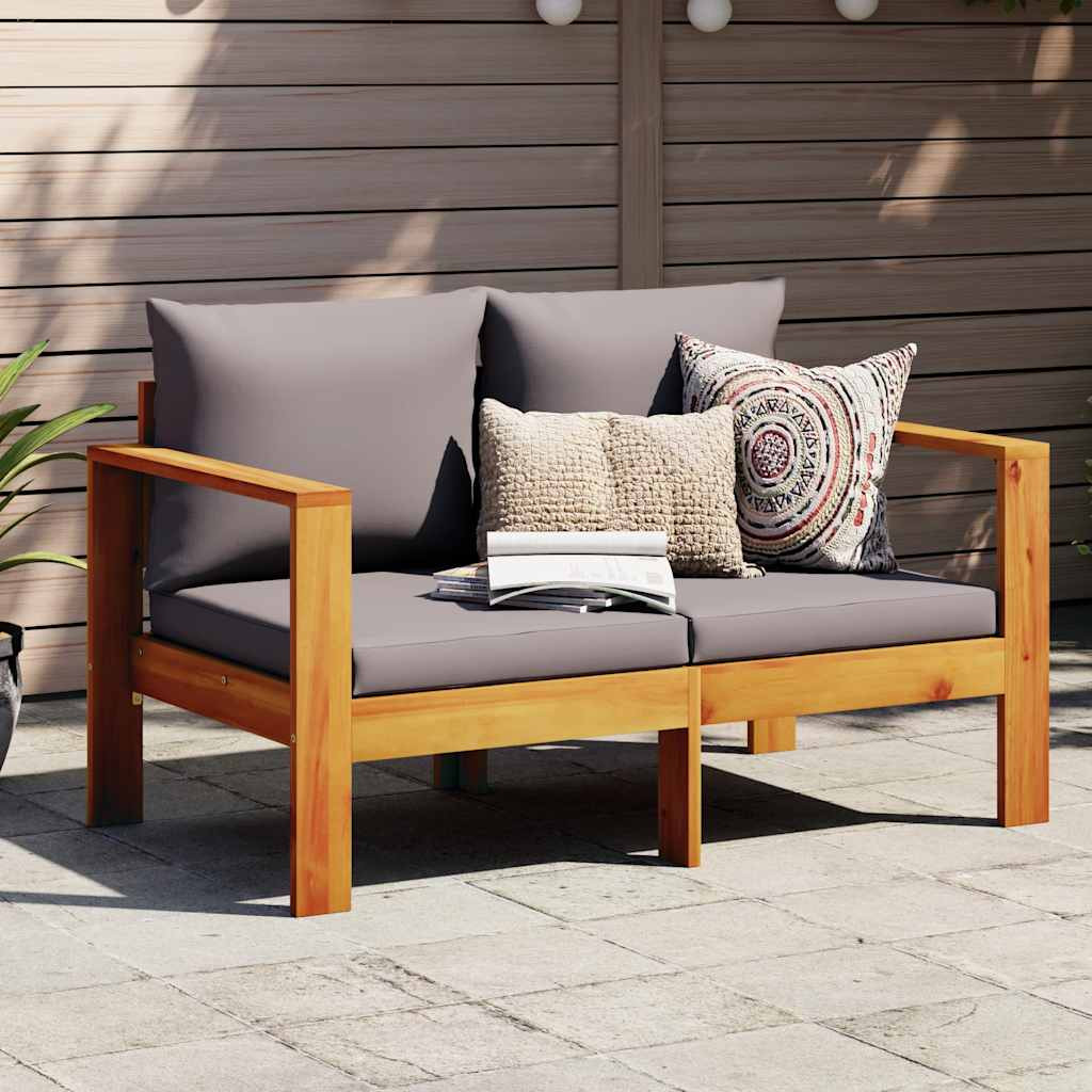 vidaXL Gartensofa mit Kissen 2-Sitzer Massivholz Akazie