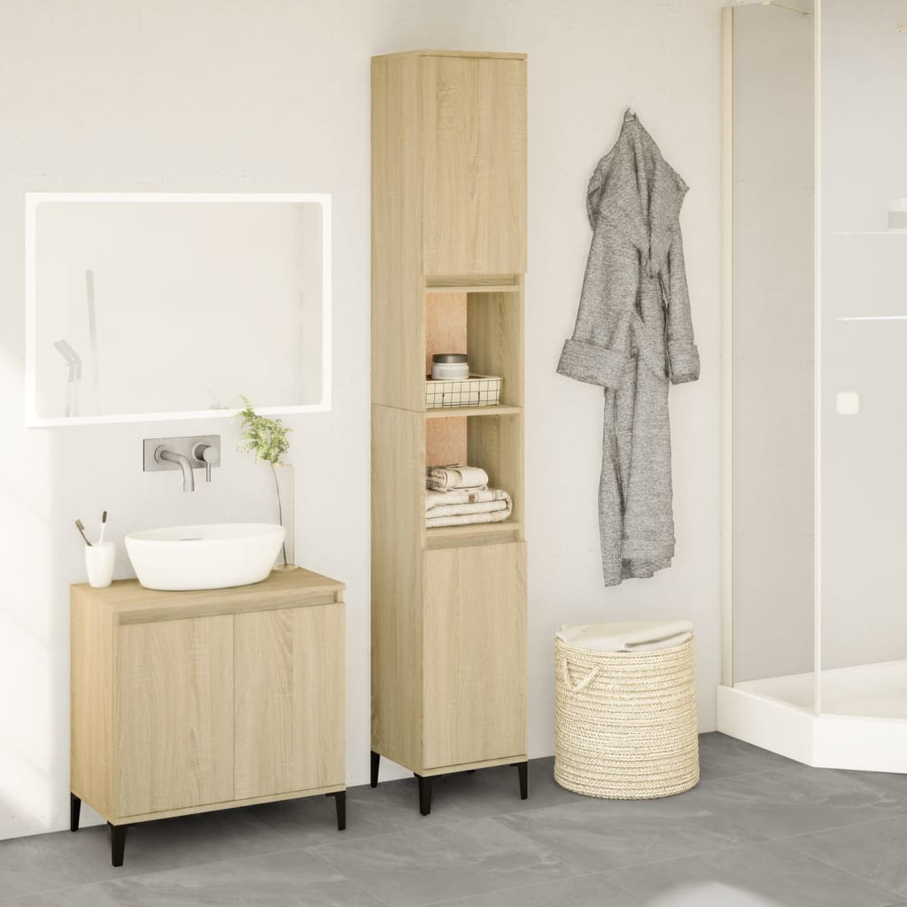 vidaXL Badschrank Sonoma-Eiche 30x30x190 cm Holzwerkstoff