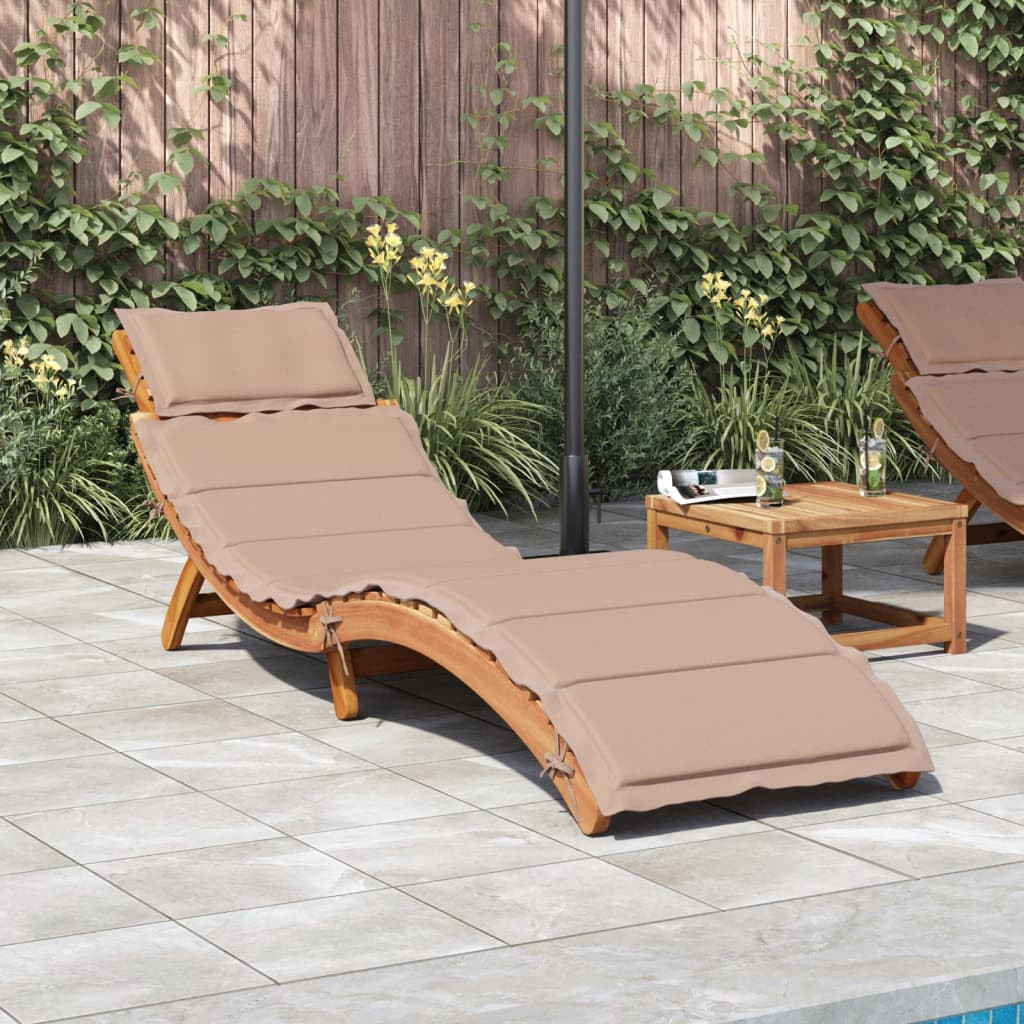 vidaXL | Sonnenliege | mit Kissen taupe 55 x 184 x 64cm Massivholz Akazie