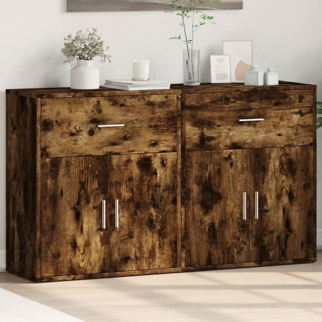 vidaXL Sideboards 2 Stk. Räuchereiche 60x31x70 cm Holzwerkstoff