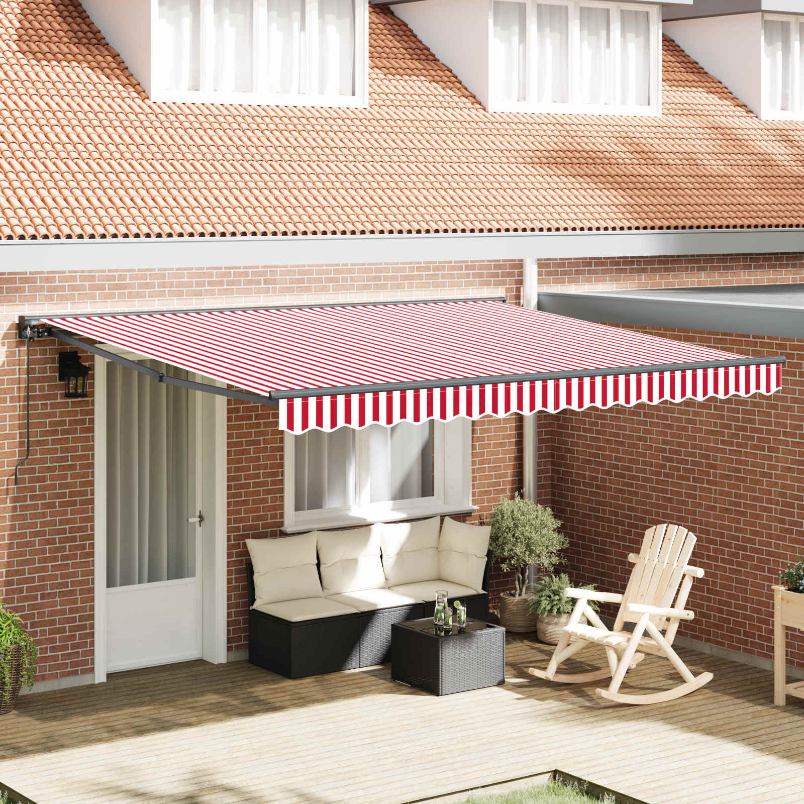 vidaXL Markisenrahmen Rot und Weiß 400 x 300 cm