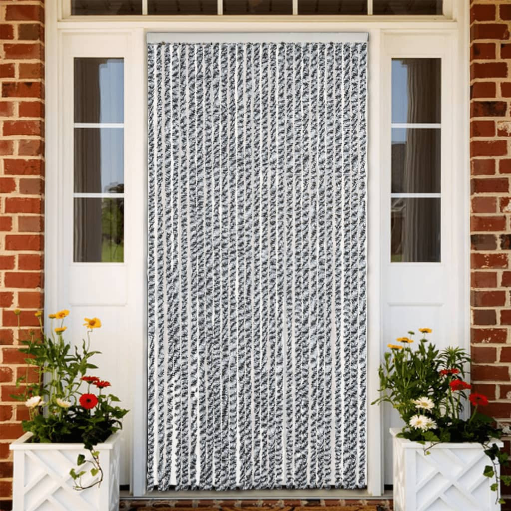 vidaXL Fliegenvorhang Grau, Schwarz und Weiß 118x220 cm Chenille
