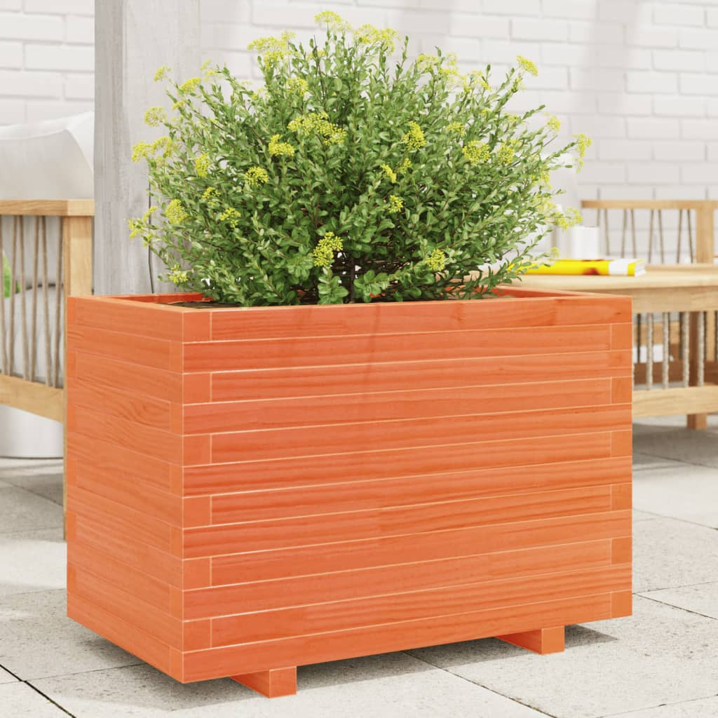 vidaXL Pflanzkübel Wachsbraun 70x40x49,5 cm Massivholz Kiefer