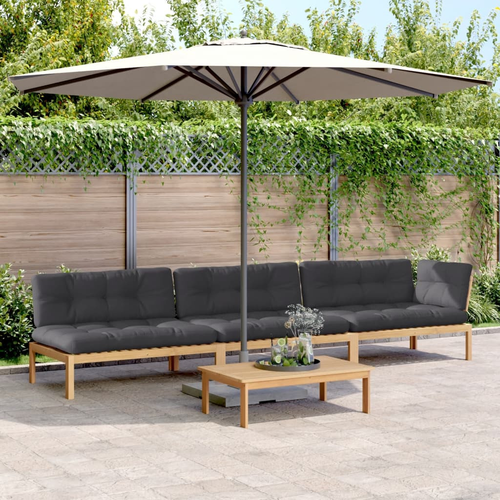 vidaXL 4-tlg. Garten-Sofagarnitur aus Paletten mit Kissen Akazienholz