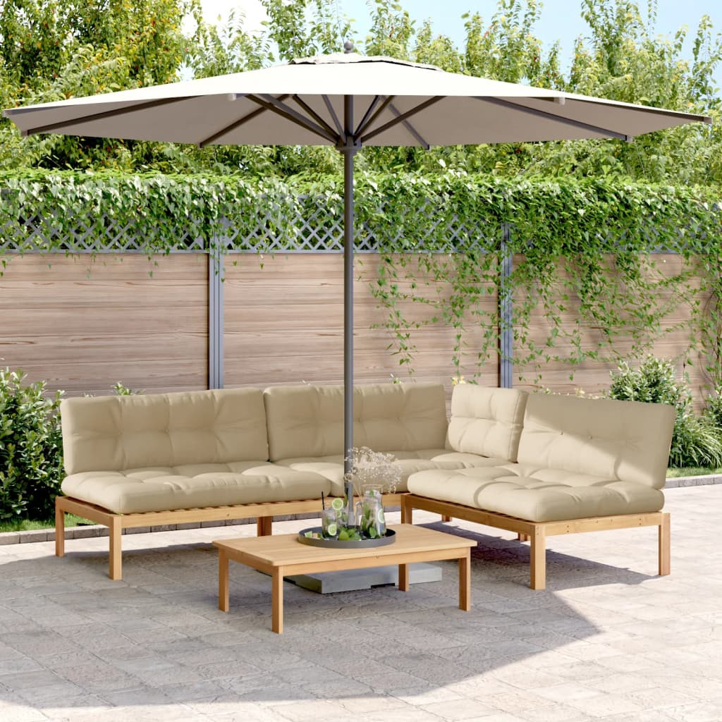 vidaXL 4-tlg. Garten-Sofagarnitur aus Paletten mit Kissen Akazienholz